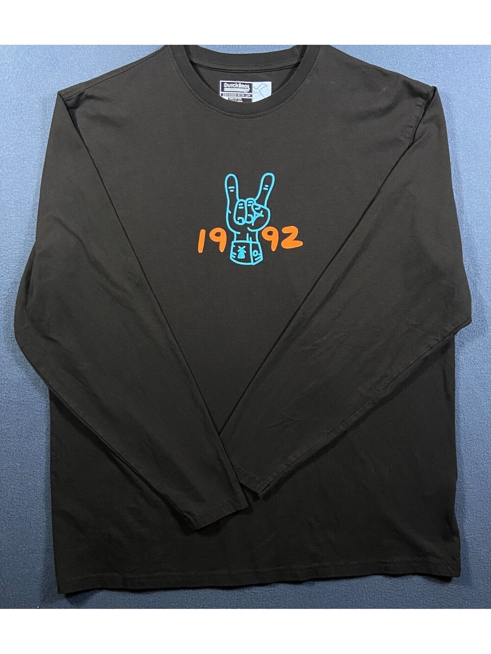 Dutch Bros Coffee Shirt Mens XLarge Brown Long Sleeve 1992 Tour Graphic Tee Back